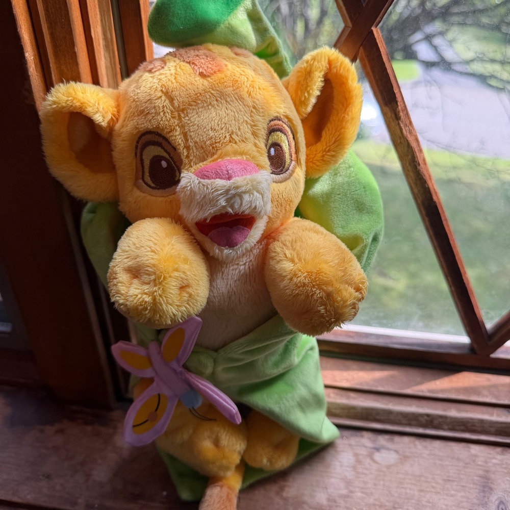 Disney Parks Disney Babies Simba Lion King Plush with Leaf Blanket Butterfly